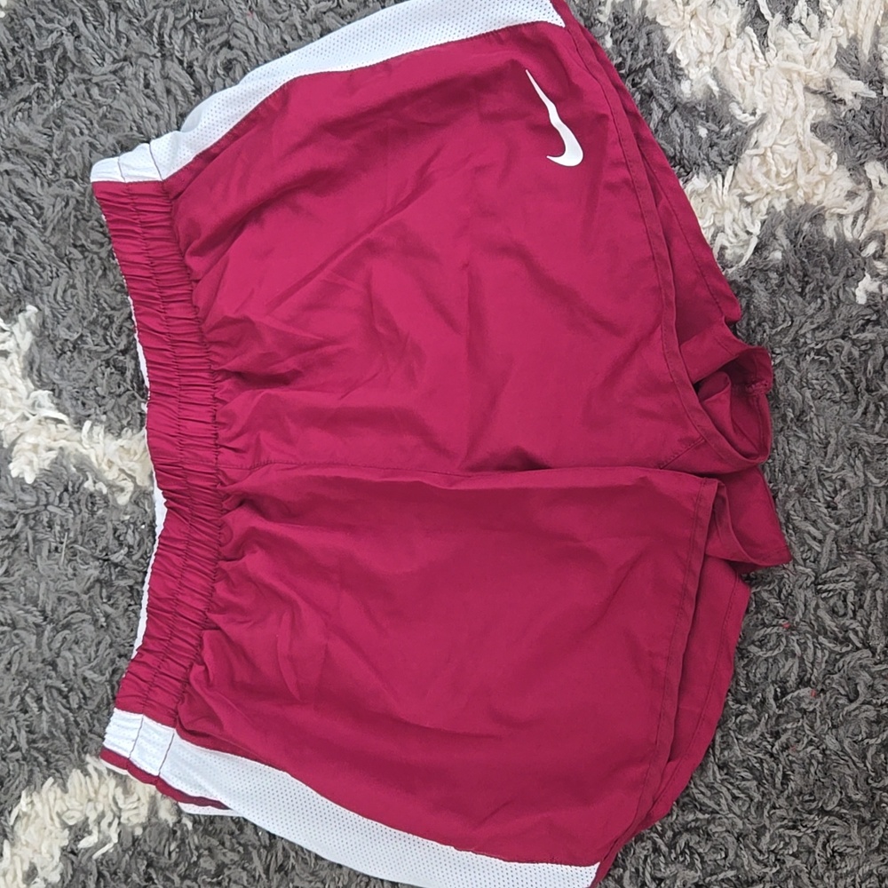 Nike Women's Maroon And White Dri-fit Shorts, Brand New, Size Med